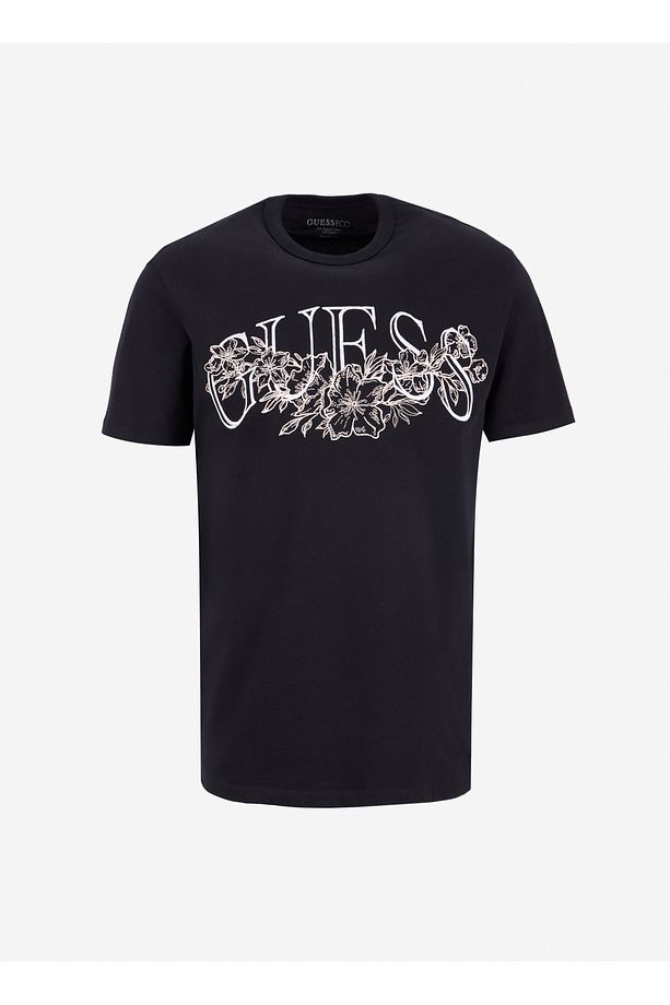 Bisiklet Yaka Desenli Siyah Erkek T-Shirt M5GI17K8FQ4JBLK SS CN GUESS FLOWER - 6
