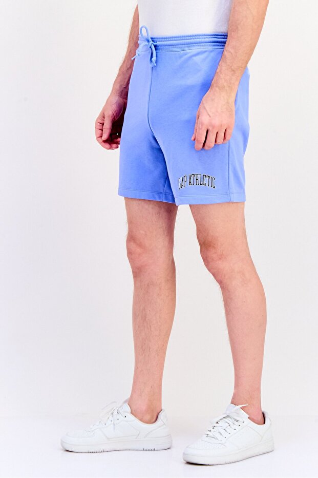 Men Graphic Print Basic Shorts, Light Blue - 2