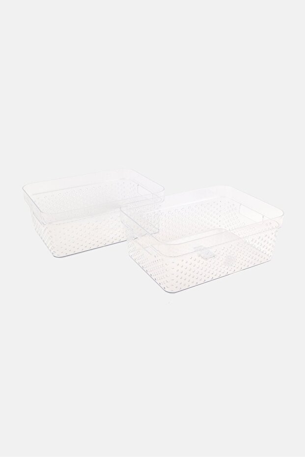 2 Piece Set Multi Purpose Storage Bin, Transparent - 2