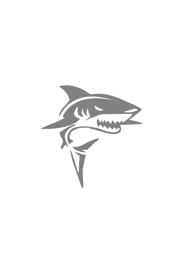 ملصق سيارة Angry Shark مقاس 17x17 سم باللون الرمادي