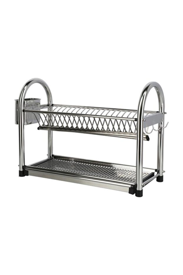 رف أطباق بارفيه كبير ذو طبقتين فضي DQ-6264A2 - 3