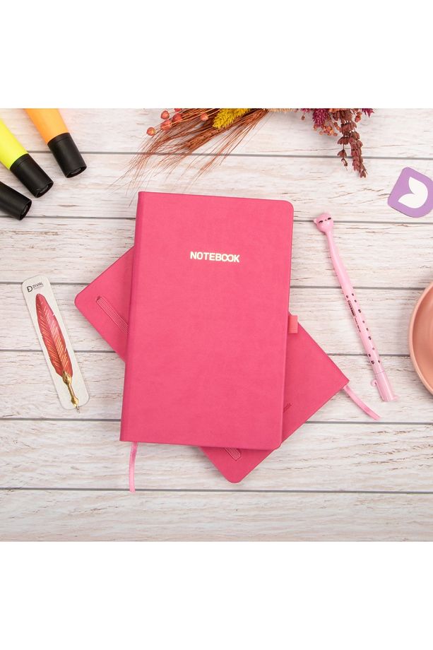 13x21 Cm Pembe Deri Sert Kapak Noktalı Tarihsiz Dikişli Not Okul Not Okul Defteri - 2