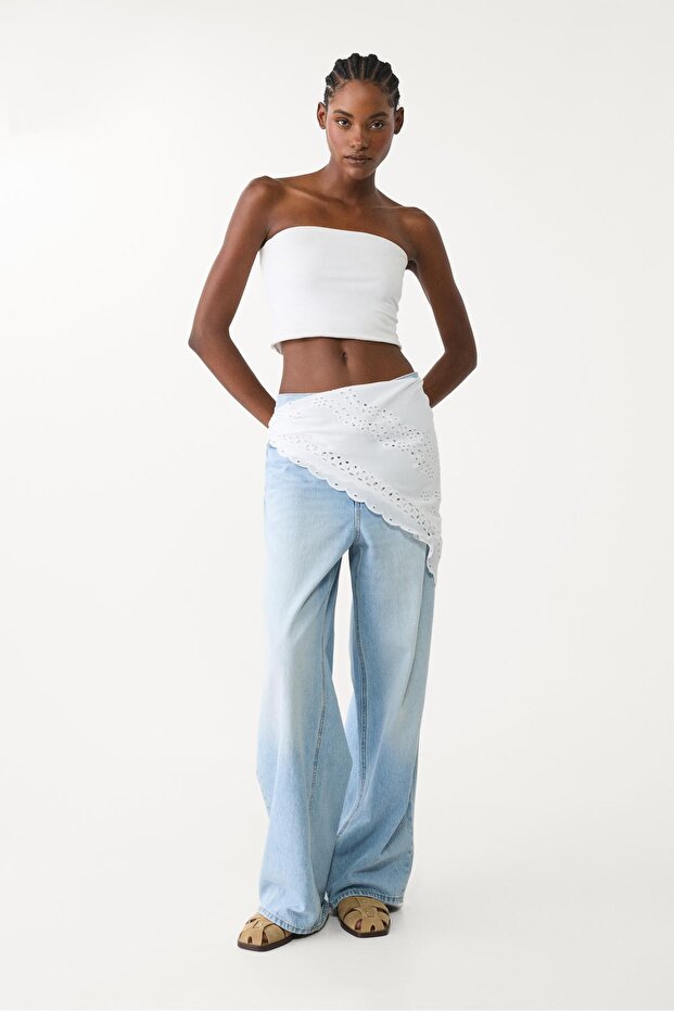 Nakışlı pamuklu fular - 2