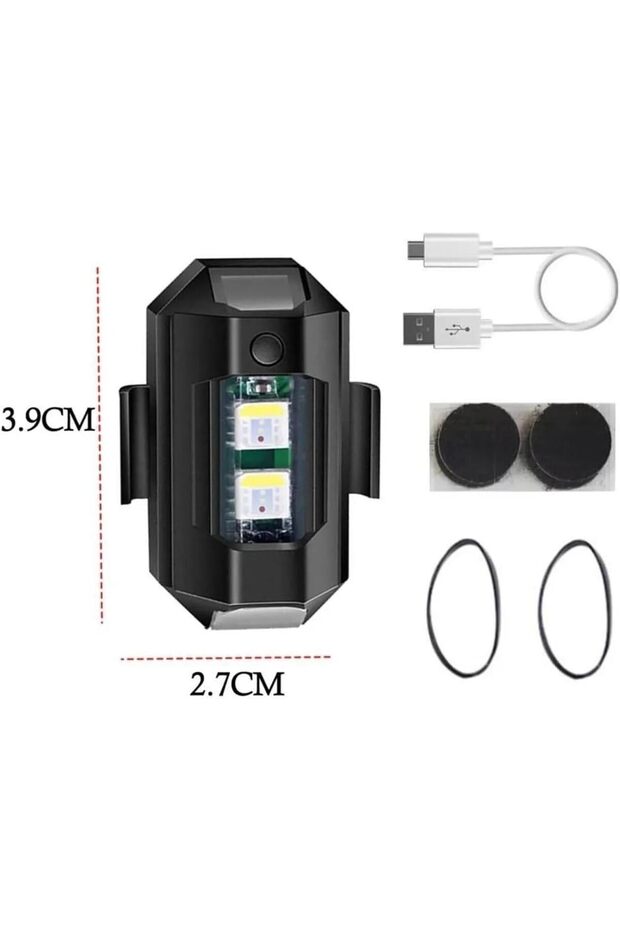 Bisiklet&Scooter Çakar,7 Renk LED,3 Mod,110mAh Şarj Edilebilir,Cırt Cırt ve Lastik İle Kullanım - 3