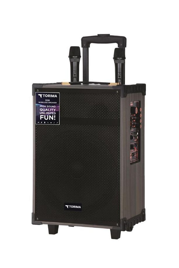 D46 Kahverengi USB, TF, BT, TWS, FM Çift Mikrofonlu Hoparlör Parti Speaker - 4
