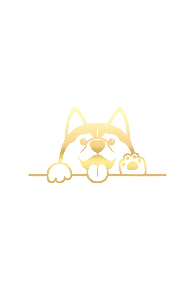 Dog Waving Car Sticker 17X17 cm Gold