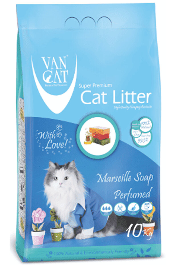 Van Cat White Bentonite Clumping Cat Litter Marsilla Soap 10Kg Cat Litter