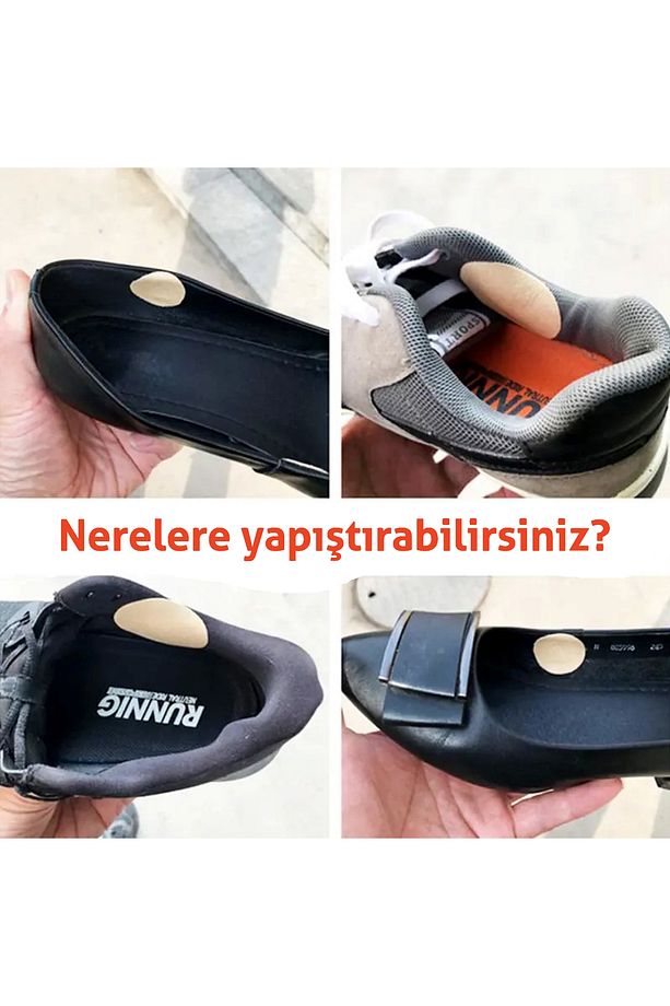 Spor Ayakkabı Yapışkanlı KEÇE Tamir Yaması Topuk Desteği.16 Adet Set. BEYAZ - 4