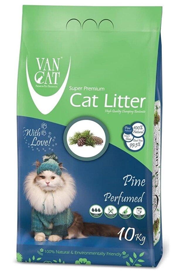 Van Cat White Bentonite Clumping Cat Litter Pine 10K Compact Cat Litter