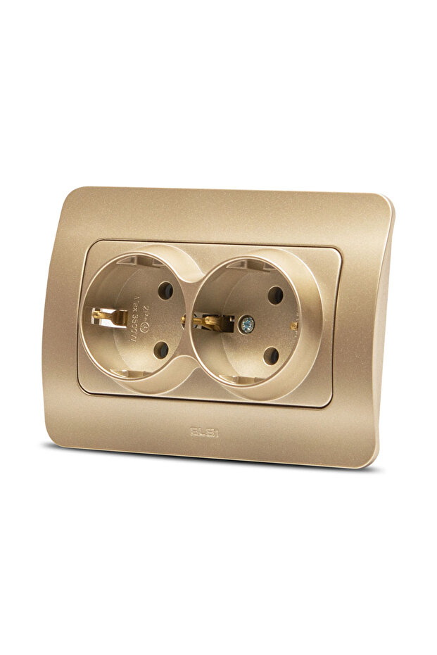 Double socket with protection, titanium - 1