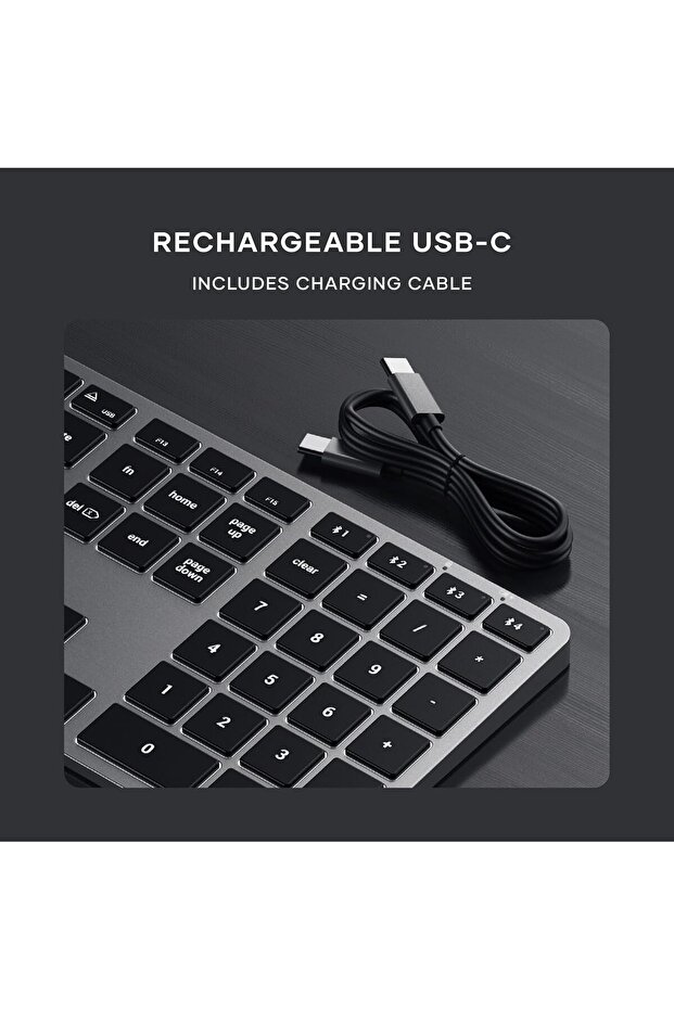 Slim X3 Bluetooth Backlit Keyboard With Numeric Keypad – Illuminated Keys & Multi-Device S - 3