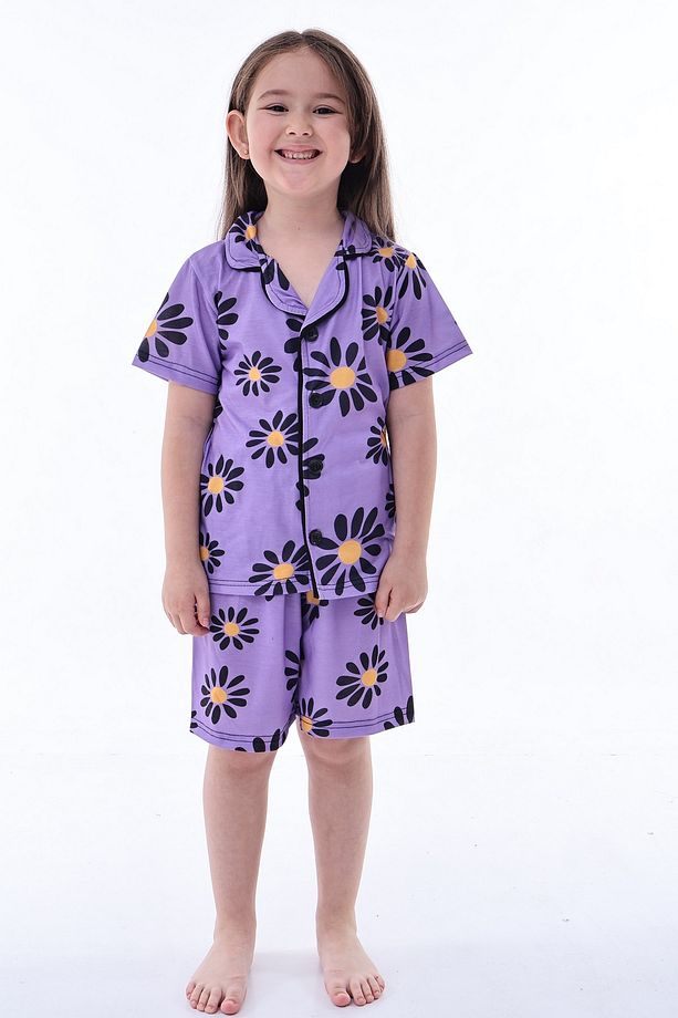 Kız Çocuk Pijama Takımı Kısa Kollu Şortlu - 4