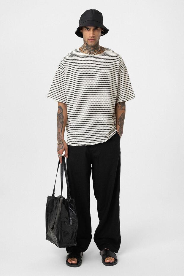 Striped Oversize Knitwear T-Shirt