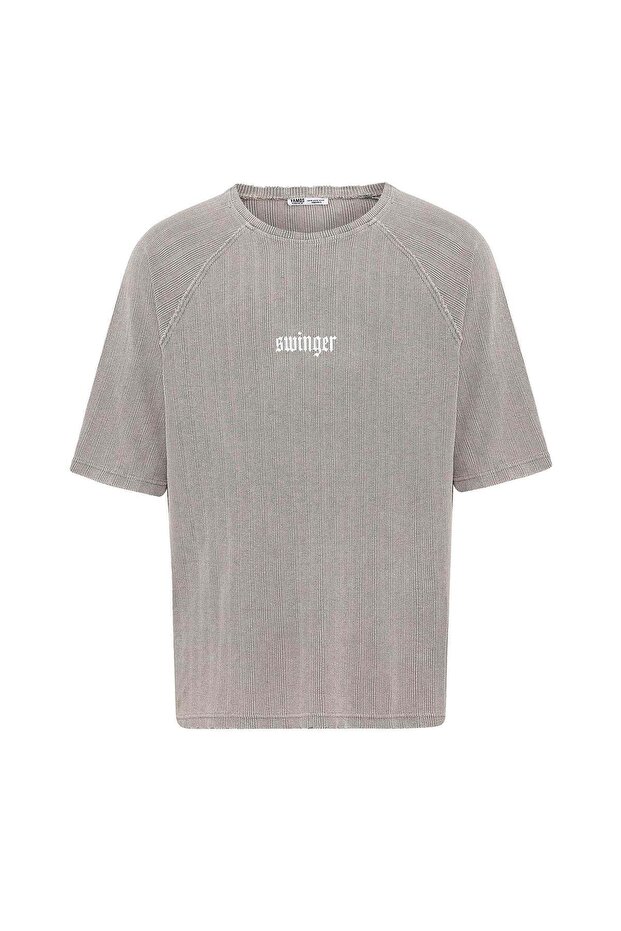 Washable Oversize Printed Knitwear T-Shirt Stone