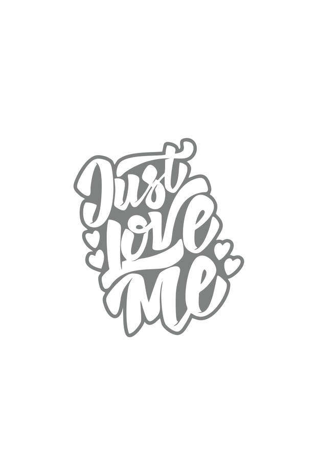 ملصق Just Love Me مقاس 17 × 17 سم باللون الرمادي