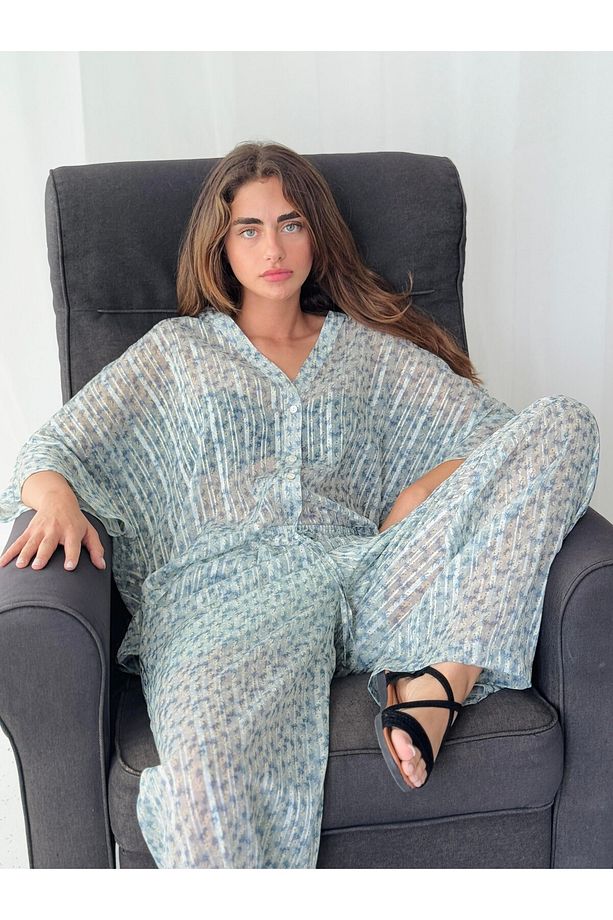 Tasarım Mint Şort Astarlı Şifon Pantolon - 6