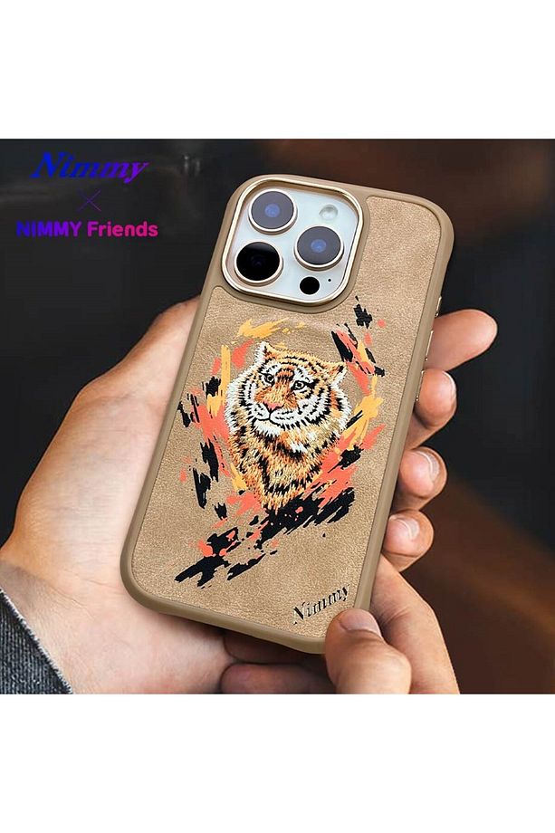 iPhone 16 Pro Max Uyumlu MagSafe Özellikli Gerçek Nakış İşlemeli Kaplan Desenli Dazzling Kılıf - 6