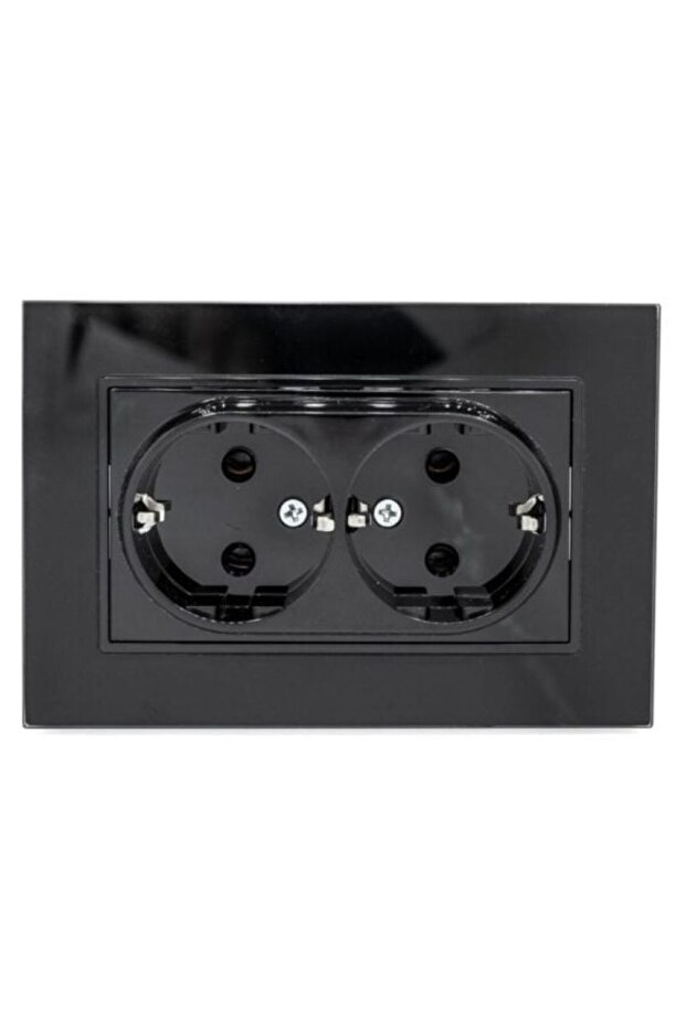Black double socket with glass frame - 1