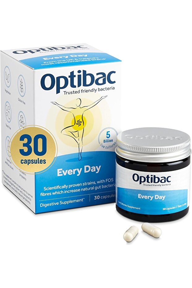 OptiBac Every Day Probiotics – 30 Capsules, 5 Billion Live Cultures, 6 Strains, Gluten Free