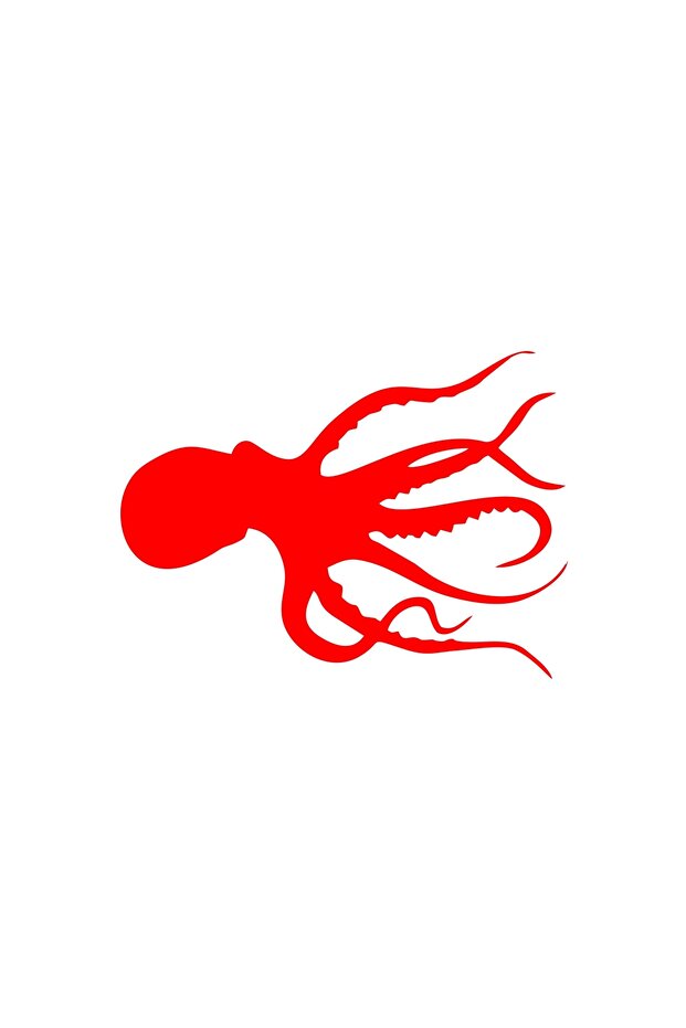 ملصق الأخطبوط مقاس 17x17 سم باللون الأحمر