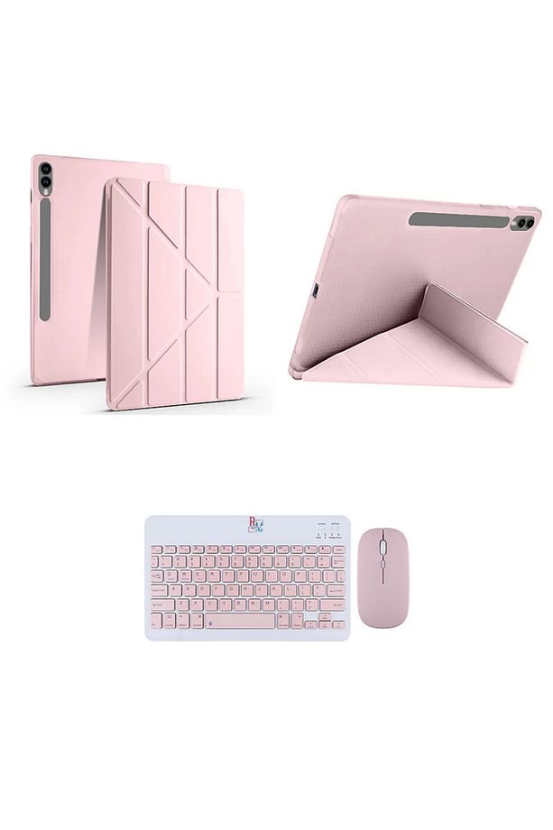 Samsung Galaxy Tab S9 FE Plus X610 12.4 inç İle Uyumlu Standlı Kılıf Ve Klavye Mouse 2 li Set - 1