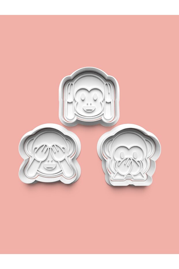Three Monkey Cookie Mold and Sugar Dough Mold Set of 3