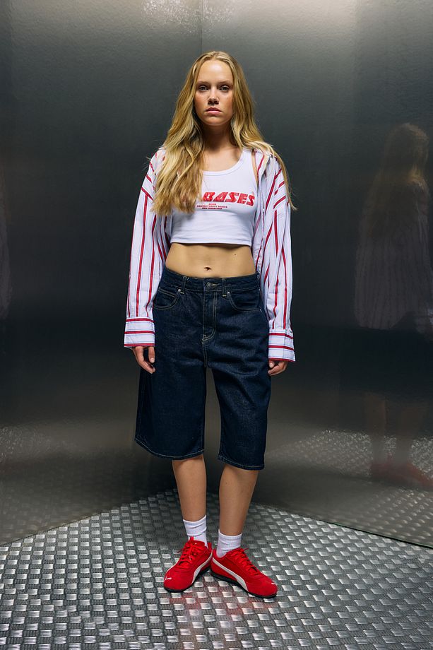 Lacivert Denim Bermuda Baggy Şort - 7