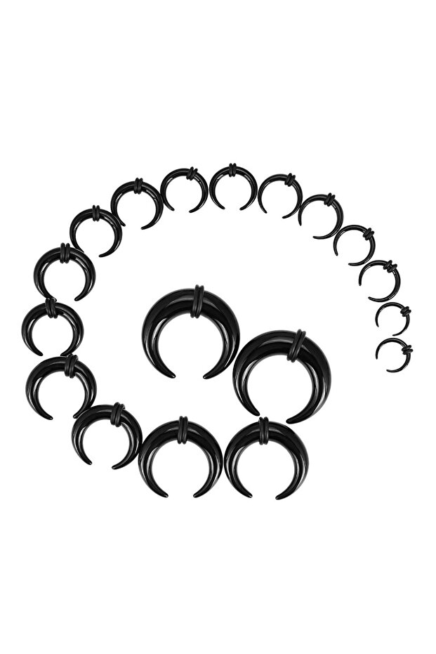 18pcs Set Mixed Size 18Pcs Acrylic Septum Pincher Tapers C Shape Buffalo Ear Taper Kit Stretching Ex