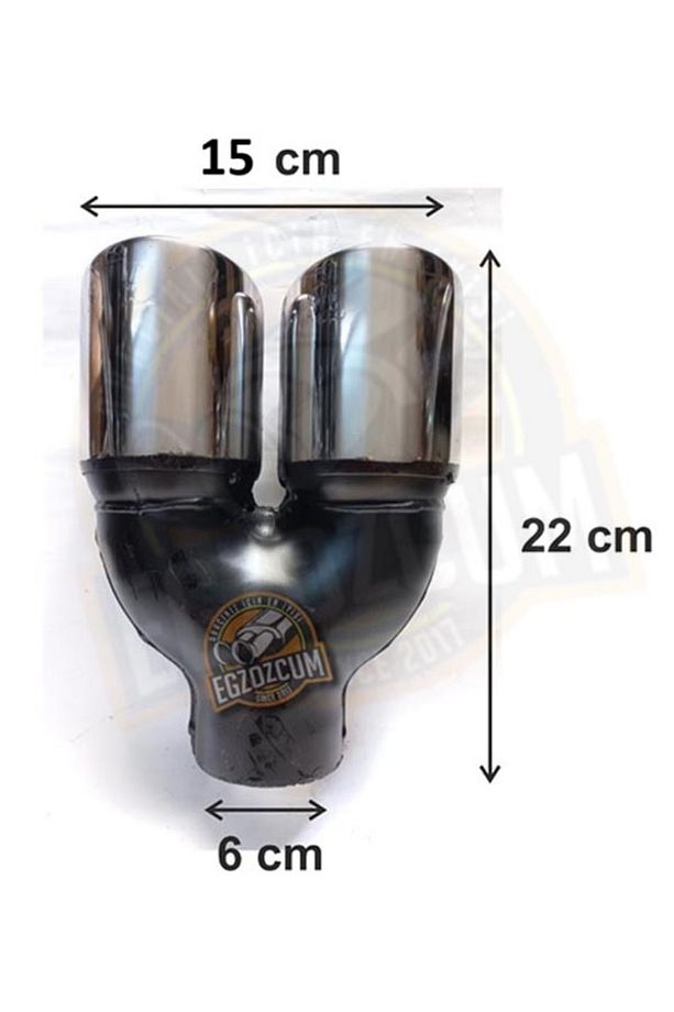 76 mm. Eğimli kesik sağ çiftli krom egzoz ucu sessiz 1 adet eksoz başlığı - 3