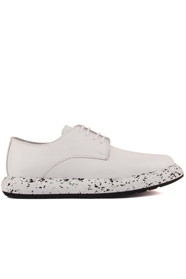 - White Leather Lace-Up Men's Casual Shoes 101-1003-t01132