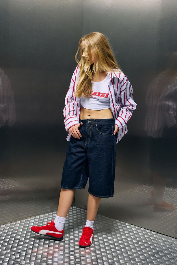 Lacivert Denim Bermuda Baggy Şort - 3