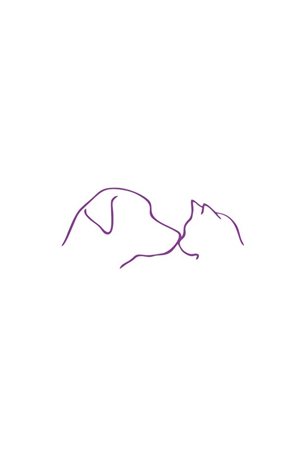 Cat and Dog Sticker 17X17 cm Purple