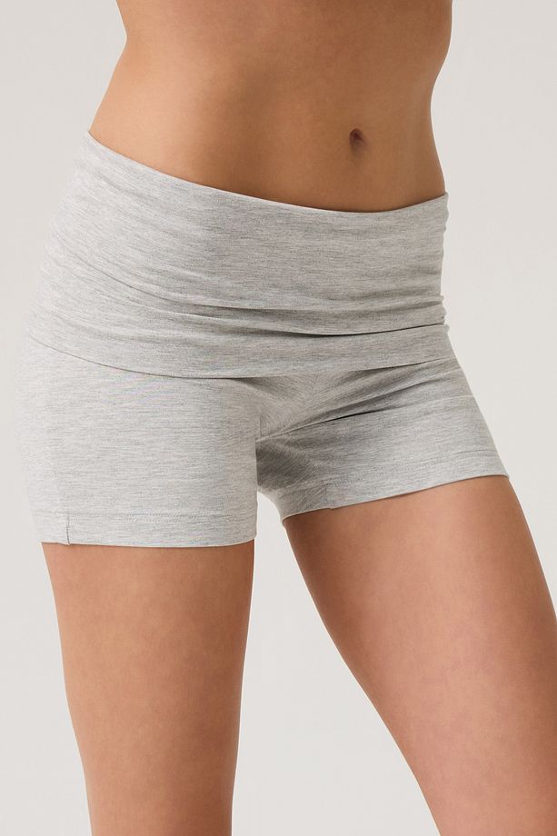Gri Katlanabilir Bel Detaylı Şort Lounge Shorts - 6