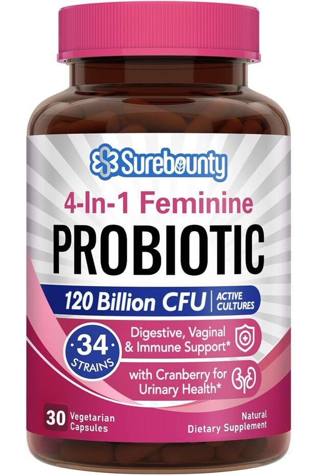 4-in-1 Feminine Probiotic, 120 Billion CFU + 34 Strains, Highest Potency for Women