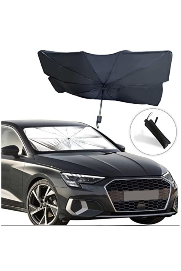 Foldable umbrella-type sunshade for windshield, UV resistant - 1
