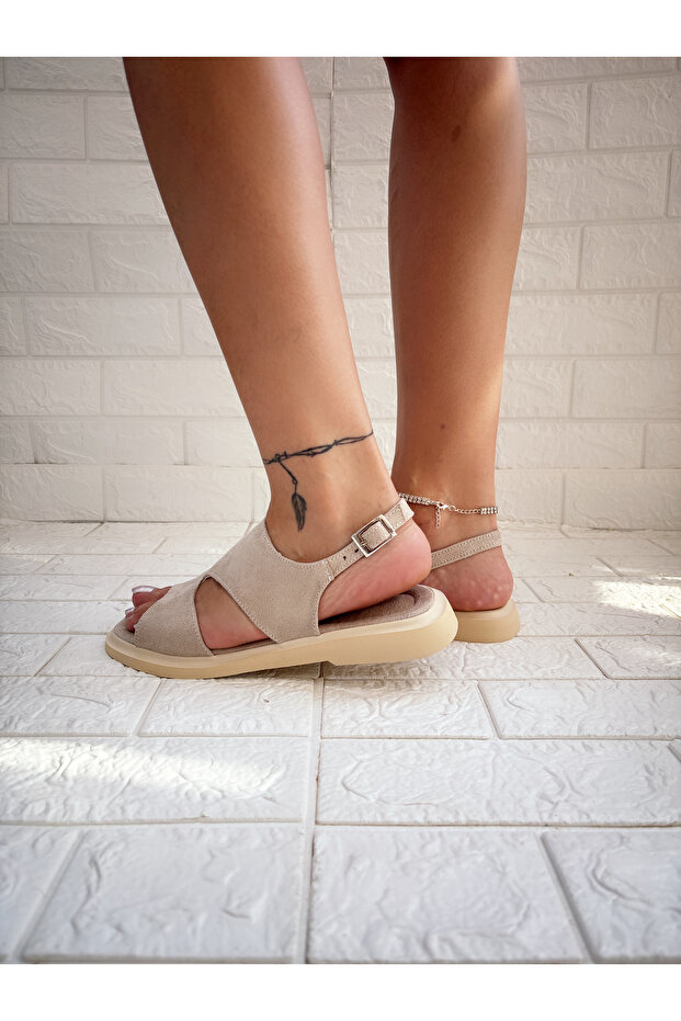 Kechy Bej Süet Sandalet - 4