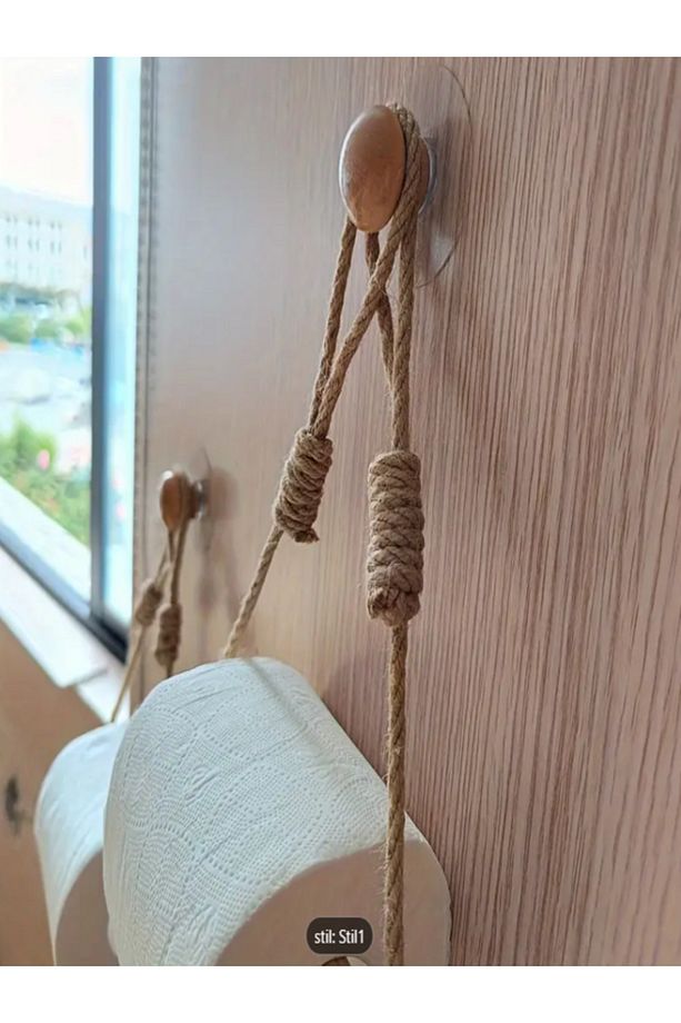 1 Adet Asılı Tuvalet Kağıdı Rafı, Dekoratif Doku Dispanseri Kabı, Banyo Asılabilir Havlu Askısı - 2