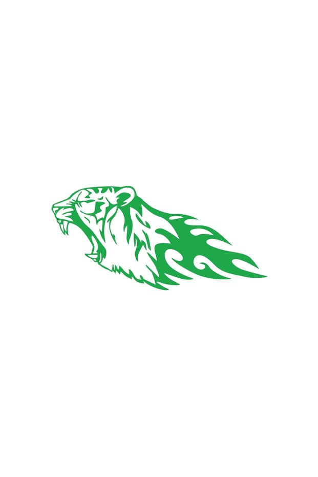 Angry Tiger Sticker 17X17 cm Green