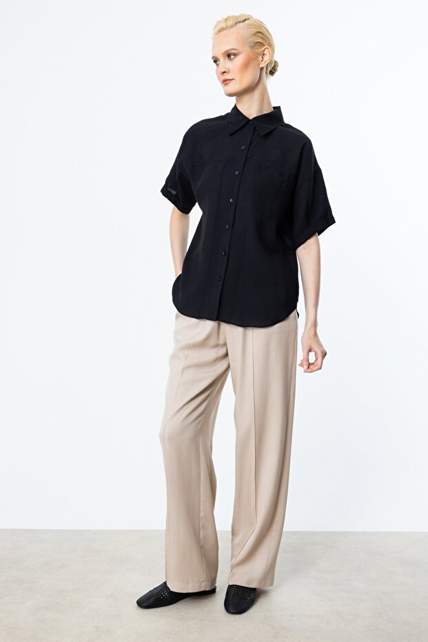 Kısa Kol Düğmeli Bluz - 3