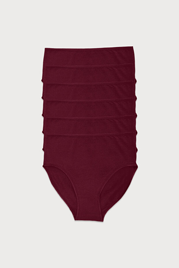 Women's Burgundy 6 Pack Modal High Waist Slip Panties 1955