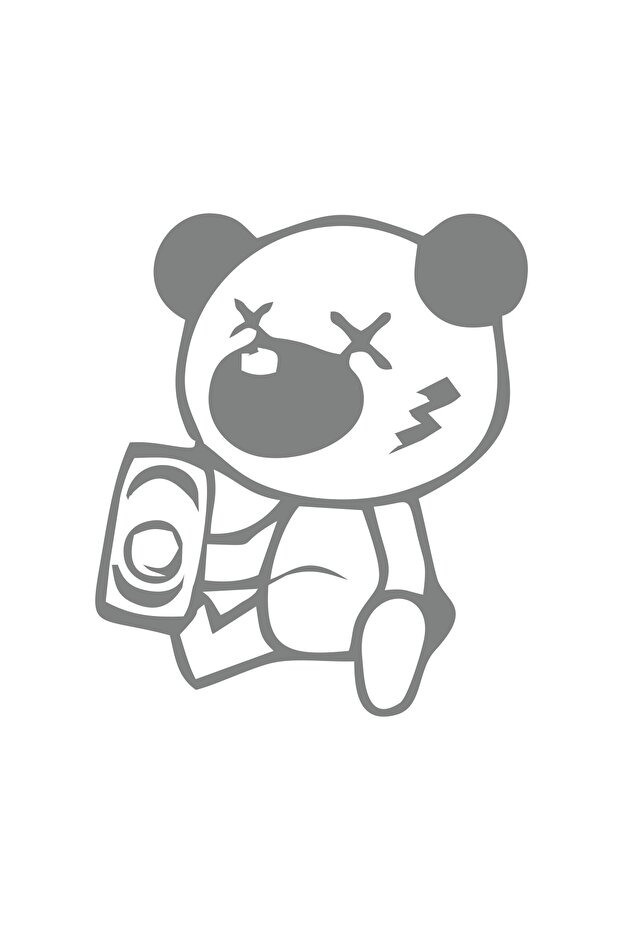 Drunk Panda Sticker 17X17 cm Gray