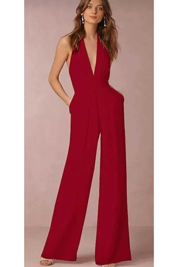 KOPYA - Dekolte Beyaz Tulum - 1