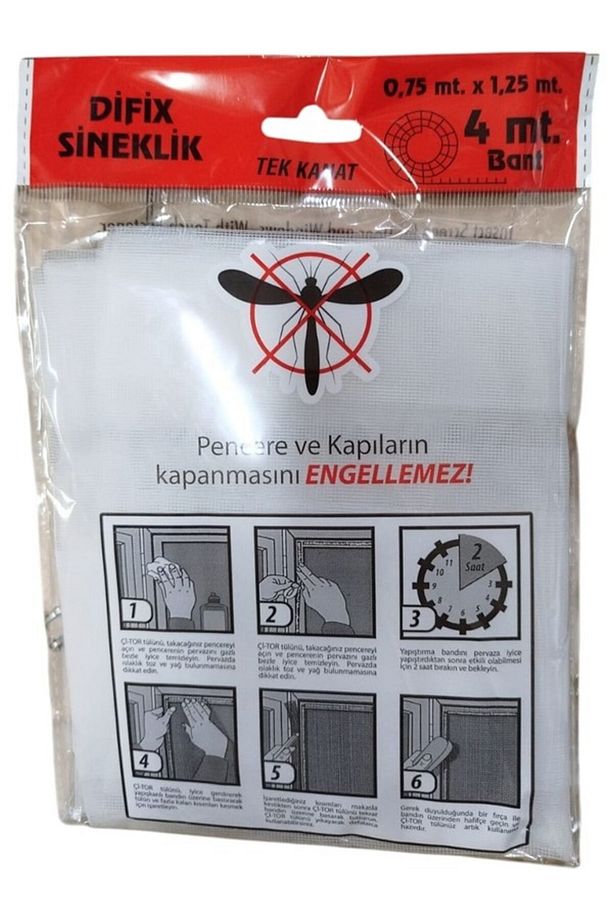 Difix 75X125CM Pratik Hazır Sineklik - Yapıştırma (Cırt ) Bantlı Tek Kanat - 1