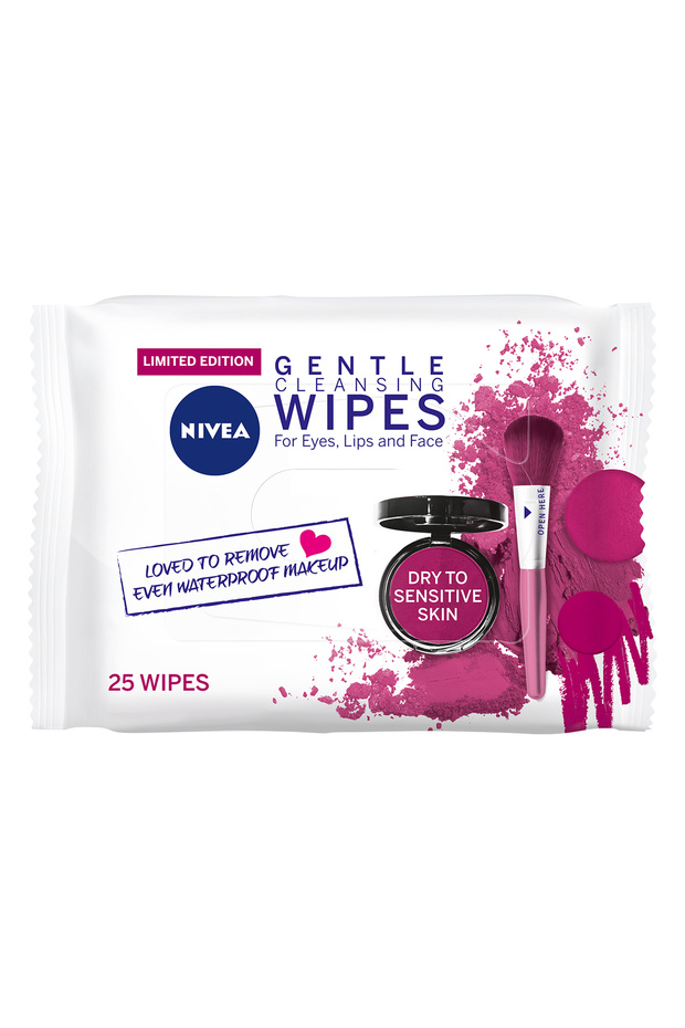 NIVEA 3-in-1 Gentle Cleansing Face Wipes for Dry Sensitive Skin, 25 Wipes
