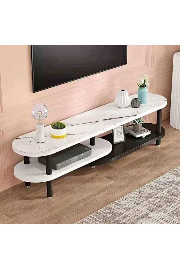 Double Layer Storage Console Table, Modern Simplicity TV Cabinet, Multifunction Wall Console Table - 5
