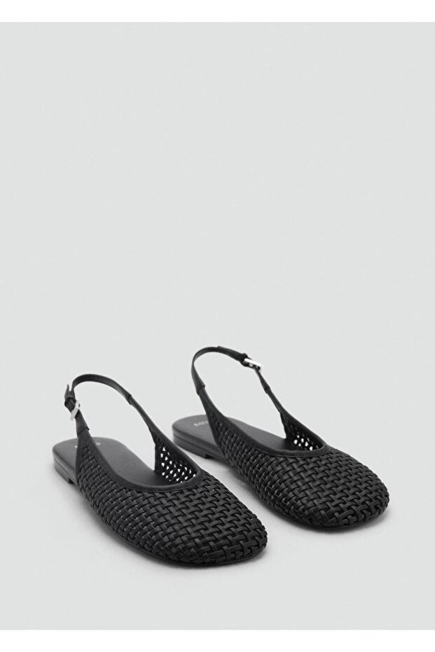 Örgü desenli deri görünümlü ayakkabı - 1