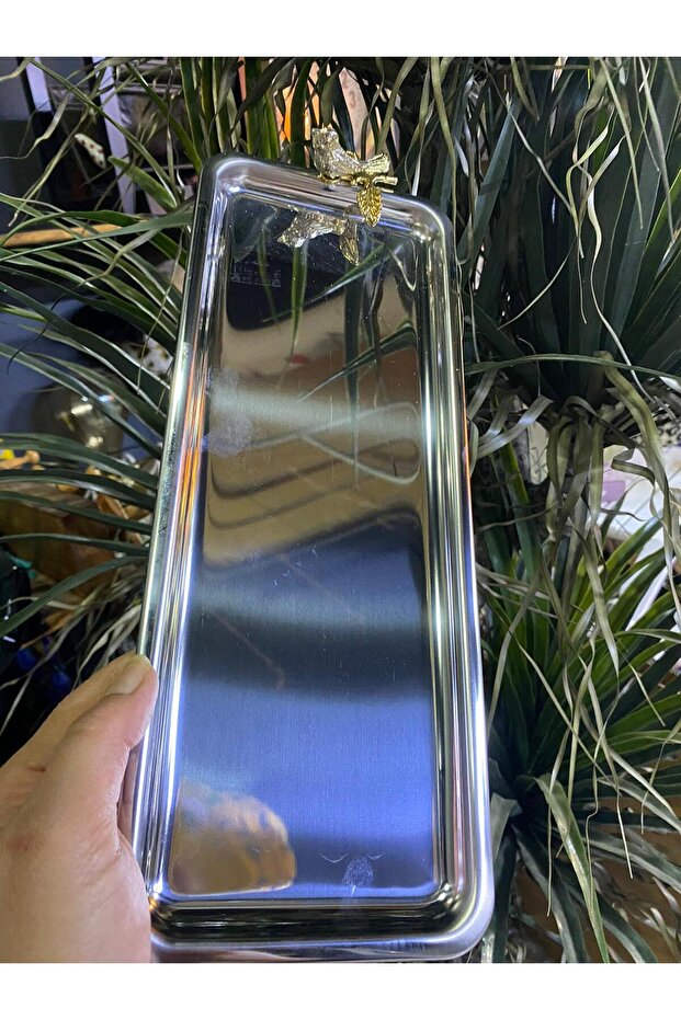 Metal Rectangular Presentation Tray with Bird