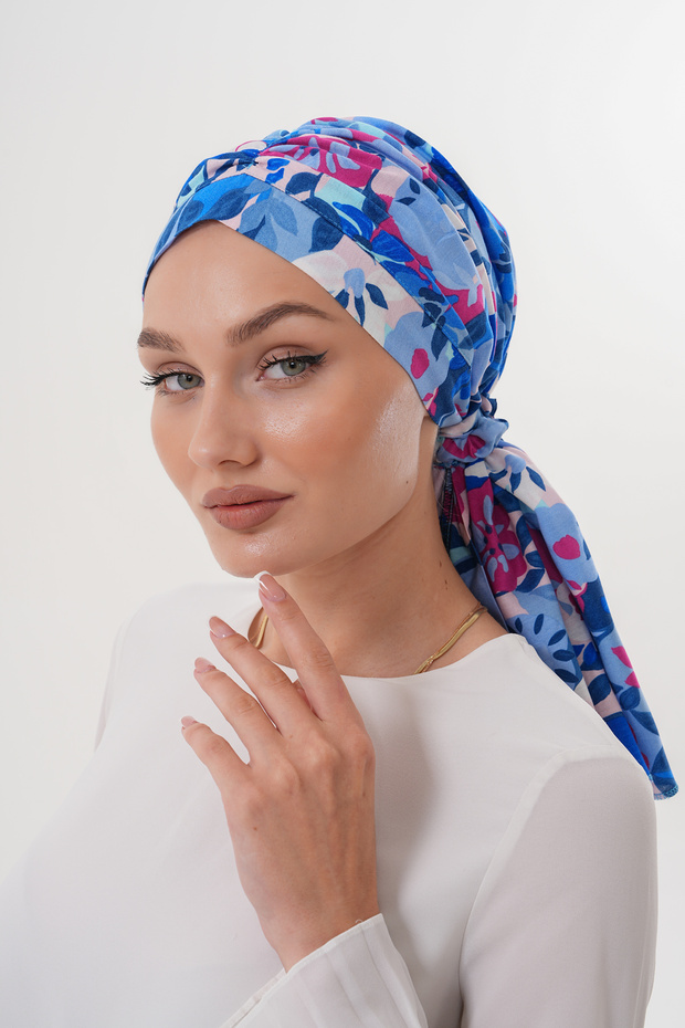 Patterned Buckle Bonnet Hijab Bonnet Daily Use Bonnet Shawl Scarf