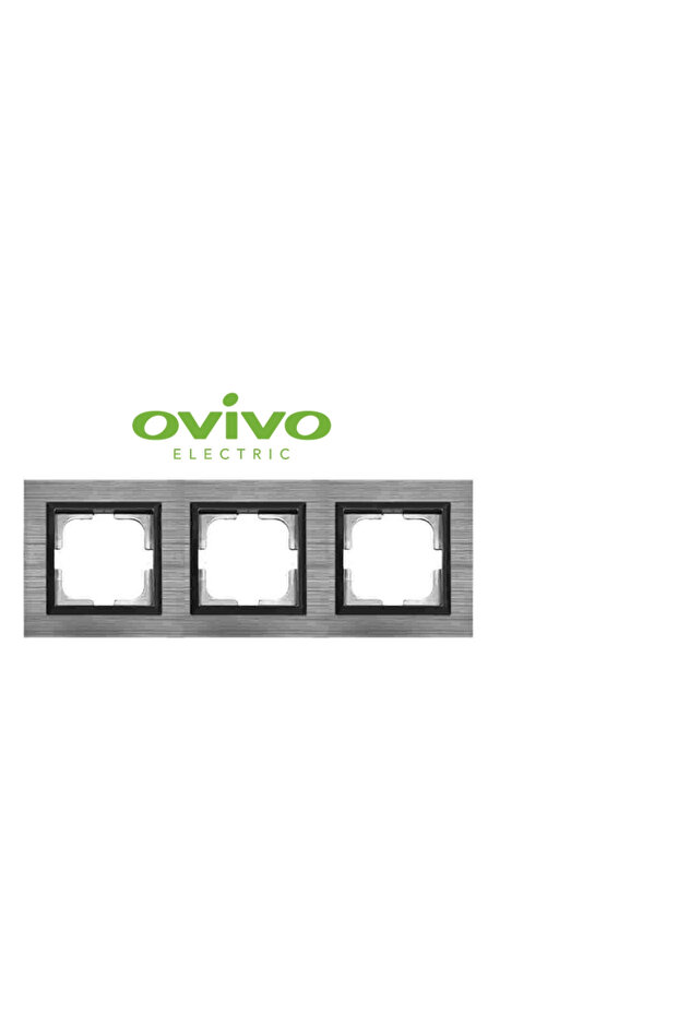 Inox triple frame quantum - compatible frame for socket and switch - 2