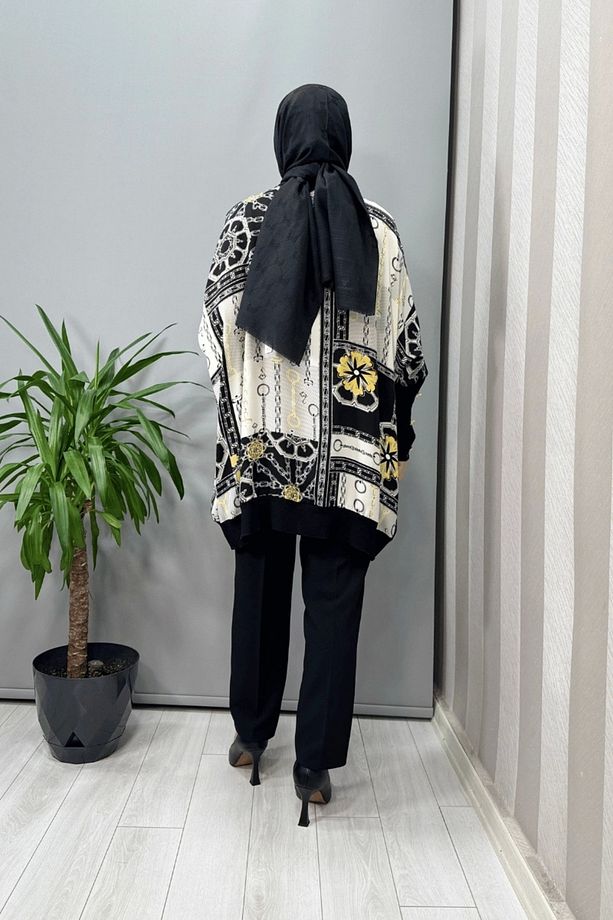 Desenli Tunik Siyah-sarı 25yörtnk4016 - 2